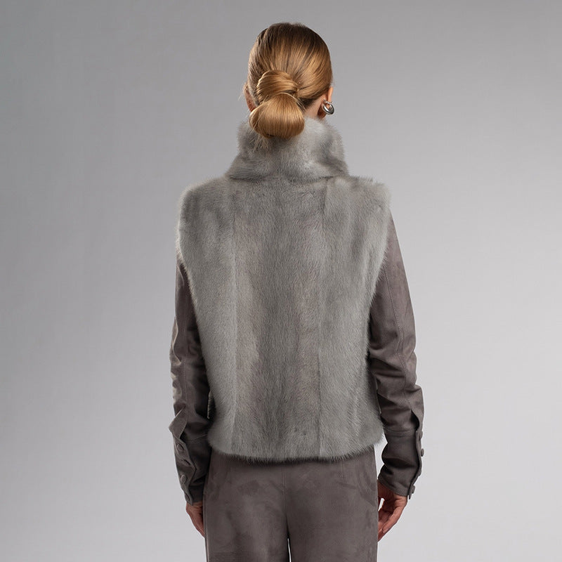 Women's Faux Fur Turtleneck Vest Sleeveless