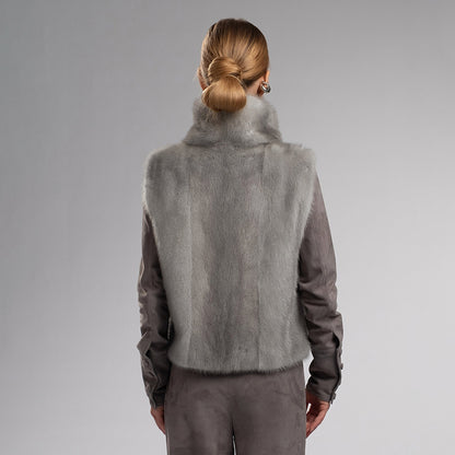 Women's Faux Fur Turtleneck Vest Sleeveless