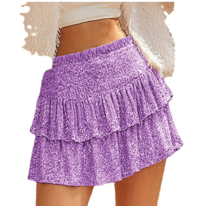 Spice Girl Beaded Pleated Skirt Sexy Sequin Mini Skirt