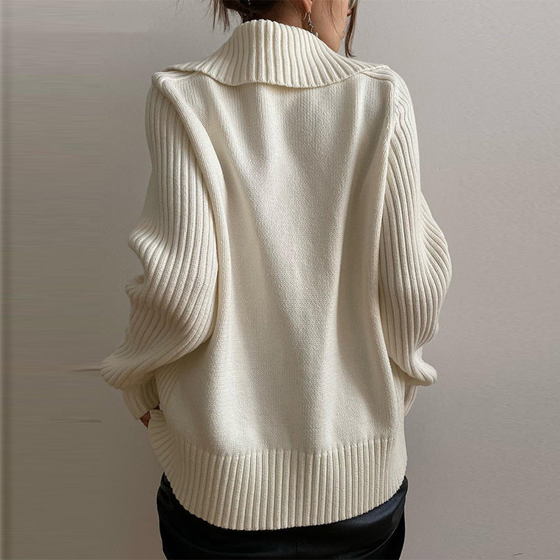 Women's Y2K Oversized Full Zip Collar Cardigan Sweater