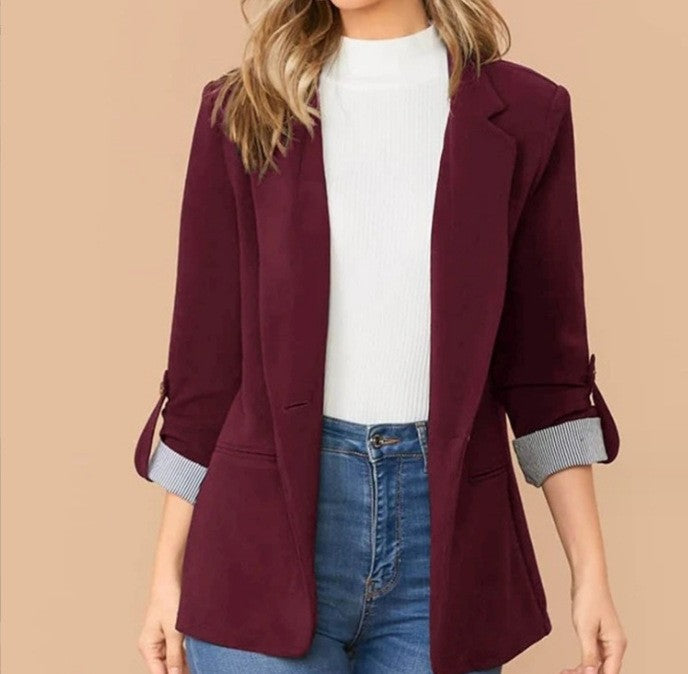 Tailored Blazer Jacket Long Sleeve Open Front Suit Coat