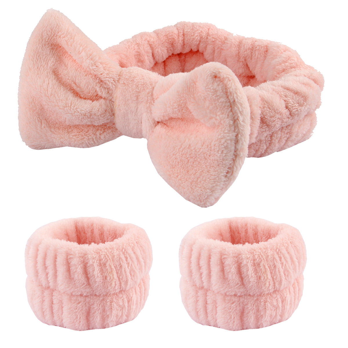 Soft Bow Headband and Wristband Set for Women Spa Use