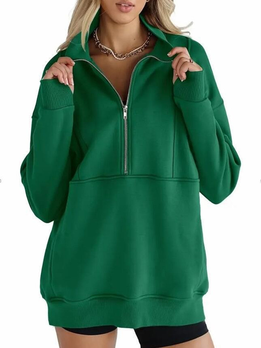 Women Oversized Fleece Half Zip Pullover Sweatshirt