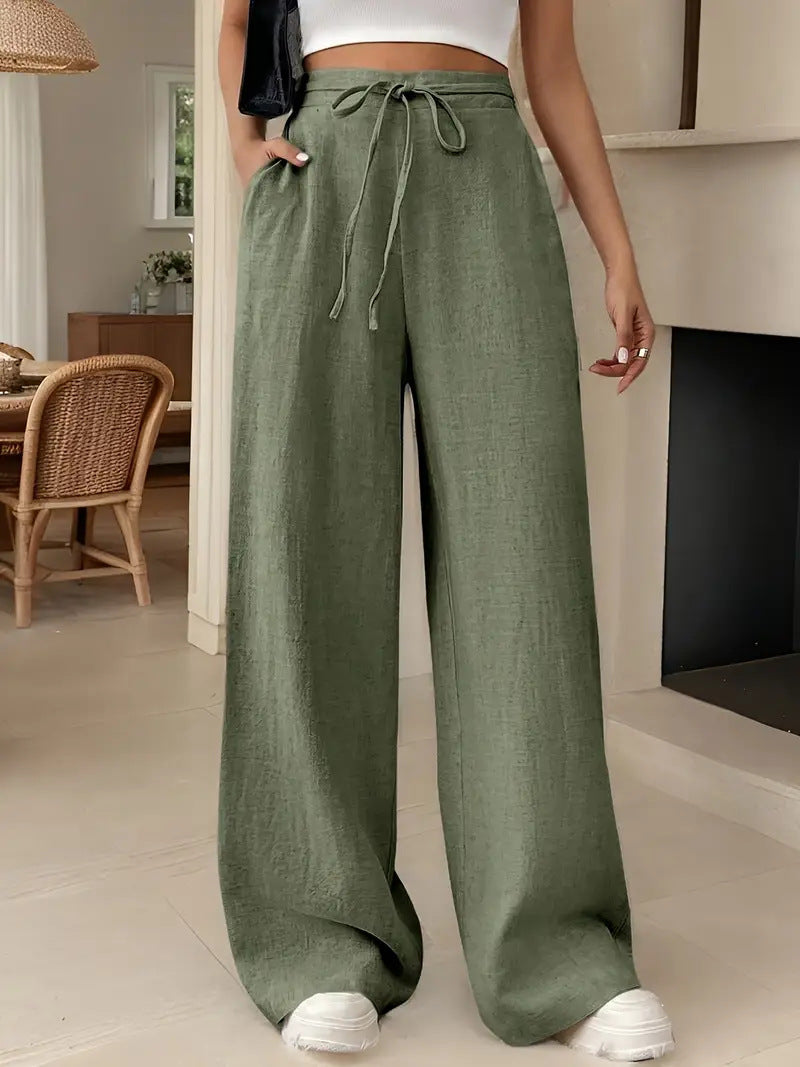 Women's Flowy High Waisted Wide Leg Casual Summer Pants
