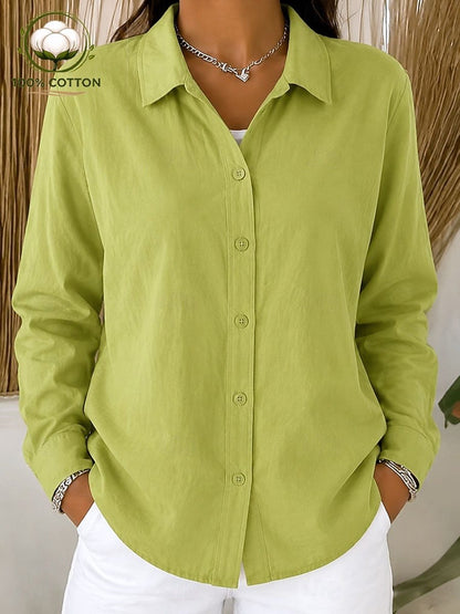 Women's 100% Cotton Button Down Long Sleeve Casual Shirt