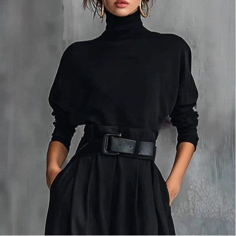 Women's Turtleneck Wide Leg Pants Two Piece Set