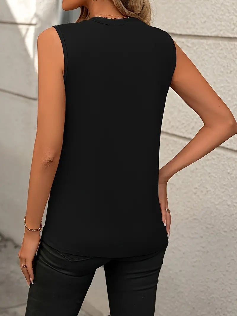 Burgundy Sleeveless Top Crew Neck Minimal Chic Tank