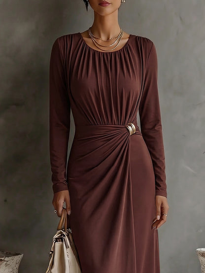 Ruched Long Sleeve Bodycon Maxi Evening Dress
