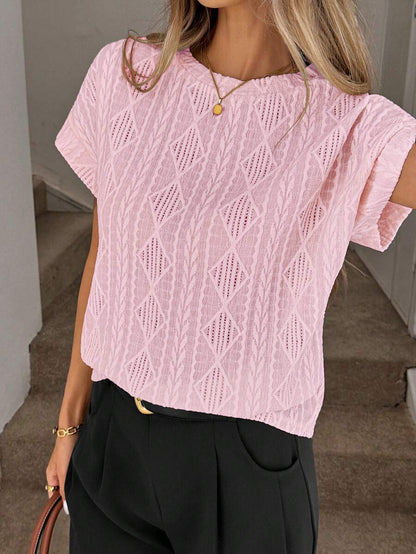 Women’s Textured Jacquard Short Sleeve Casual Tee