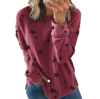 Women's Star Print Oversized Long Sleeve Sweatshirt