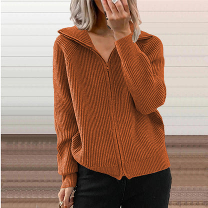 Women's Oversized Full Zip Collared Cardigan Sweater