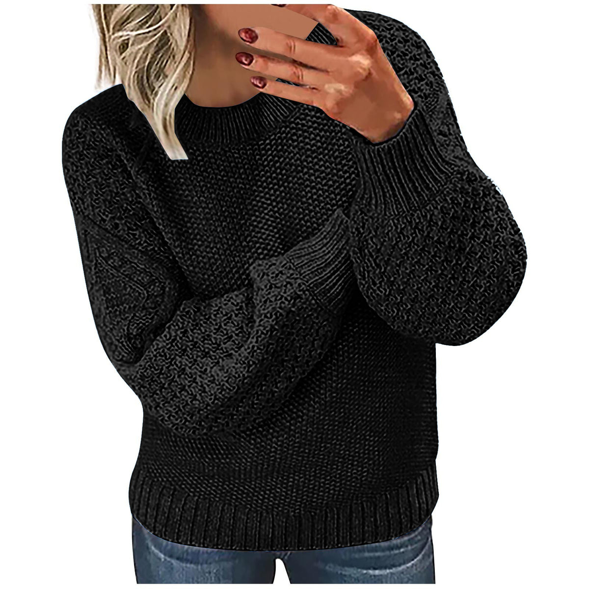 Cozy Chunky Knit Oversized Lantern Sleeve Sweater