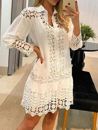 Women's Boho Lace Blouse Crochet Patchwork Top