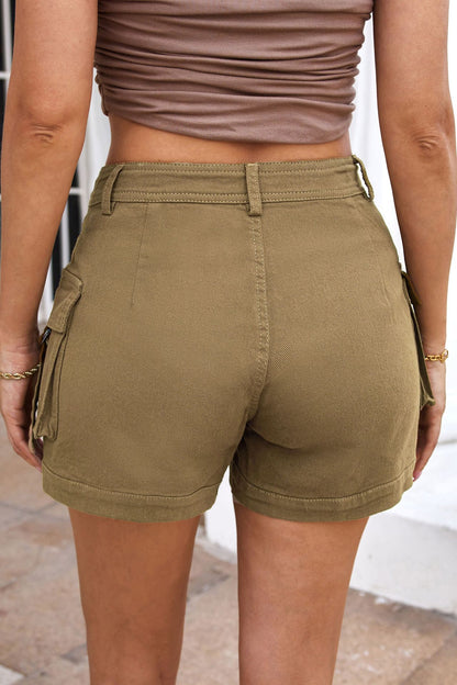 Women's High-Waisted Utility Cargo Shorts with Pockets – Trendy Summer Streetwear