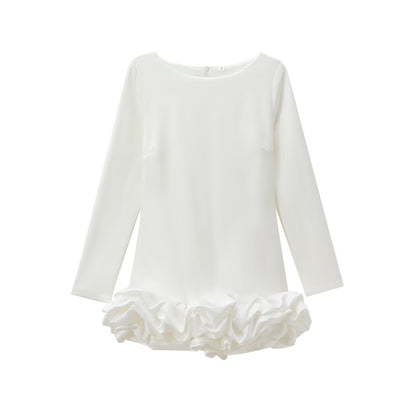 Balletcore Long Sleeve Ruffle Hem Mini Dress