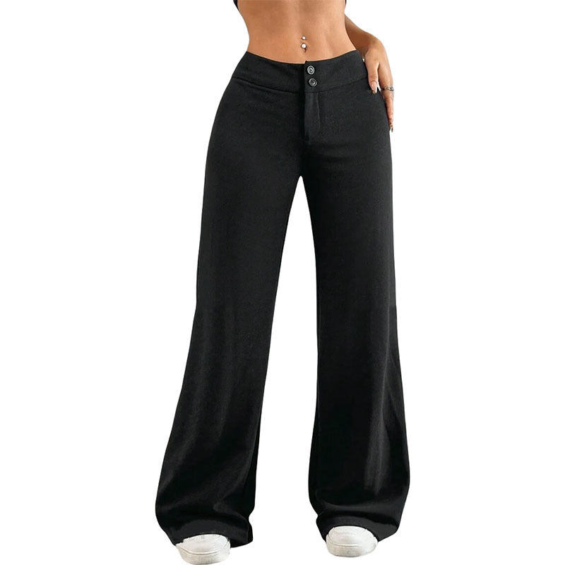 Black High Waist Wide Leg Palazzo Pants for Women