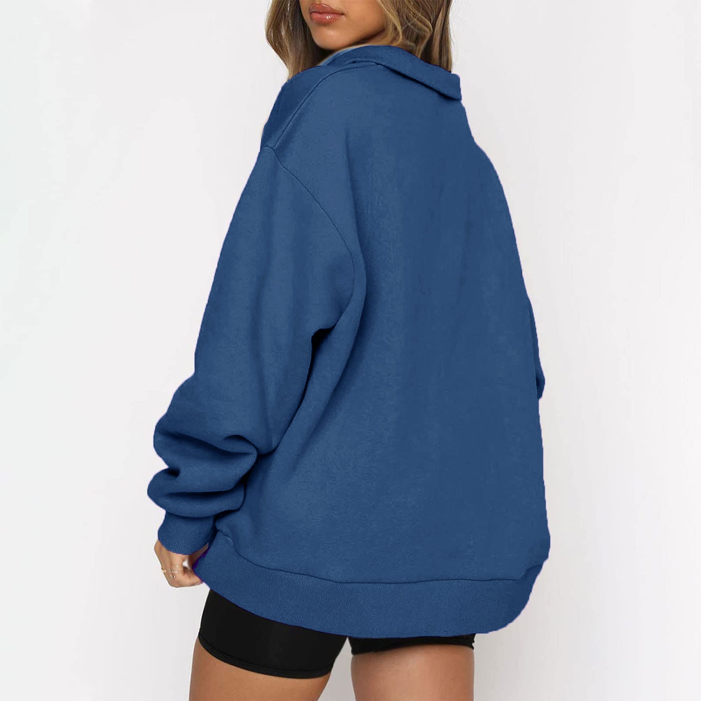 Oversized Half Zip Fleece Pullover Sweatshirt with Pocket