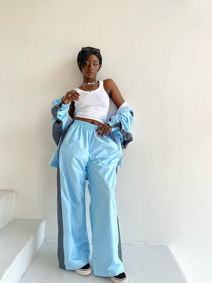 Women's Color Block Oversized Tracksuit Pants Set