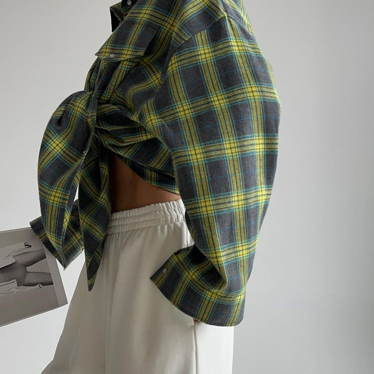 Women's Oversized Plaid Long Sleeve Button Down Shirt