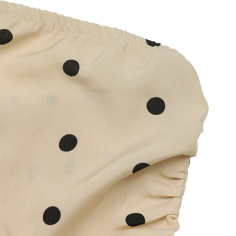 Polka Dot Strapless Peplum Top Y2K Backless Crop