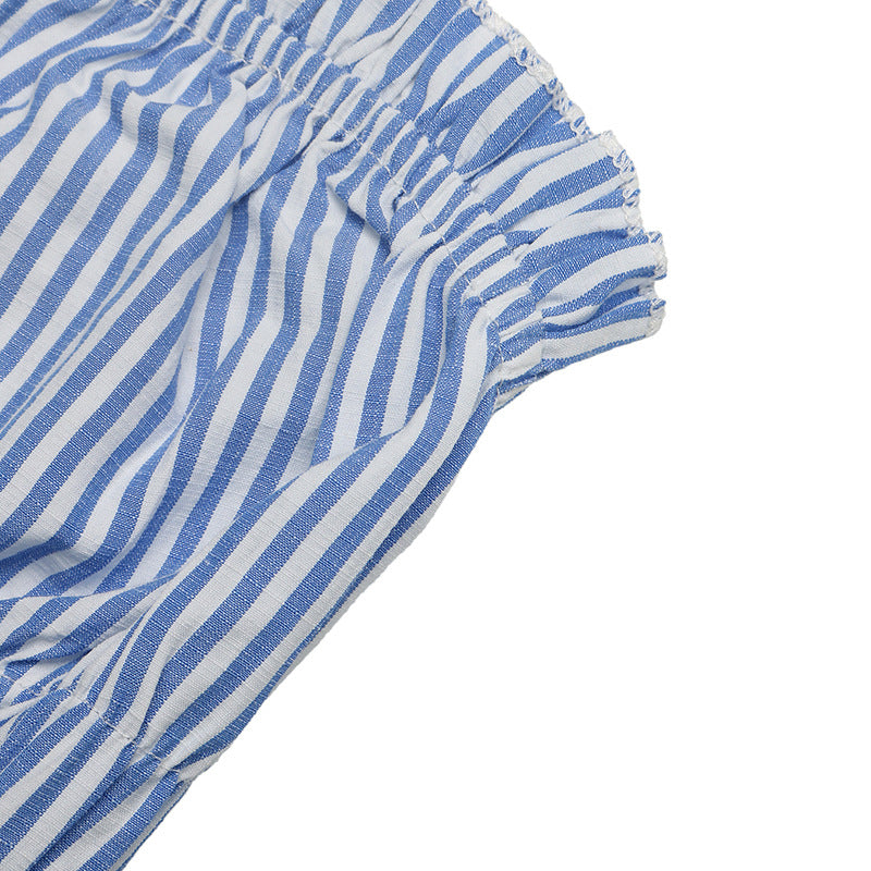 Women's Striped Strapless Tie Front Wide Leg Jumpsuit