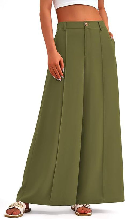 Women's High-Waisted Wide-Leg Palazzo Pants – Elegant Business Trousers