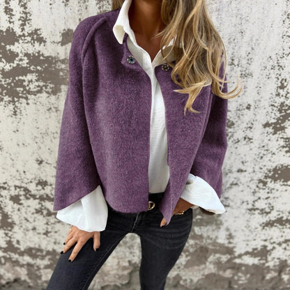 Women's Oversized Cropped Faux Cashmere Cardigan