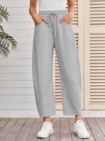 Drawstring Pocket Cropped Jogger Pants Casual Street Style