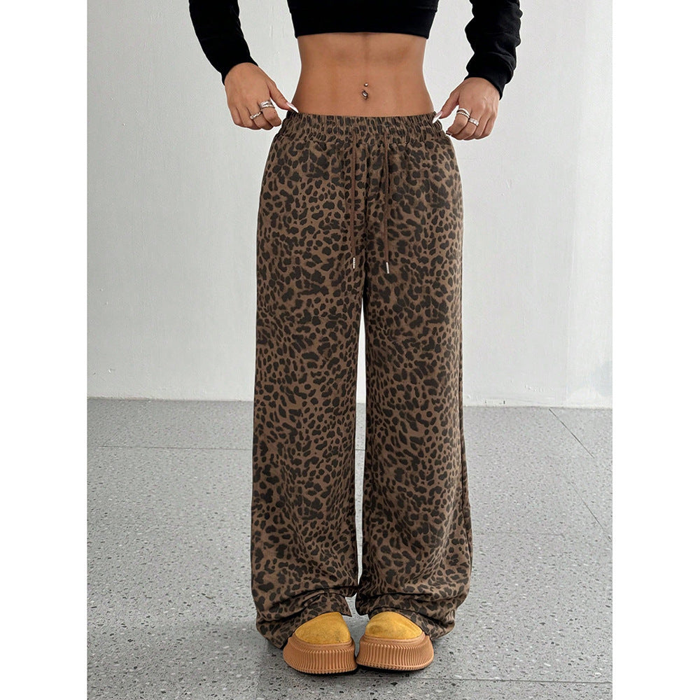 Women's Y2K Leopard Print Straight Leg Sweatpants