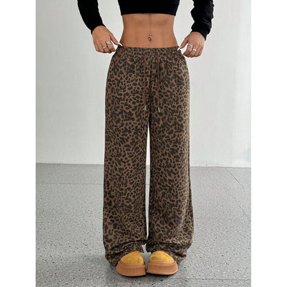 Women's Y2K Leopard Print Straight Leg Sweatpants