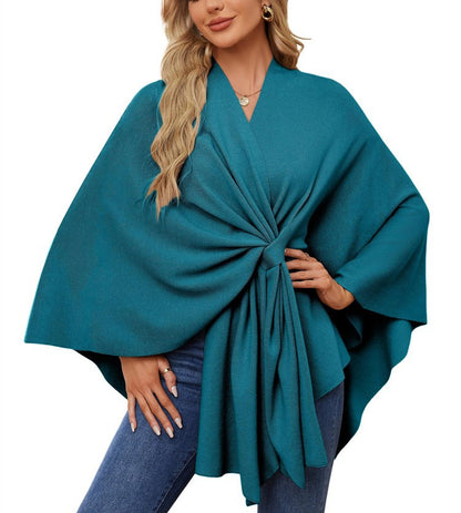 Women's Soft Batwing Cape Wrap Poncho Sweater