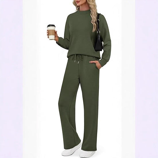 Women's Two Piece Lounge Set Wide Leg Pants Sweatshirt