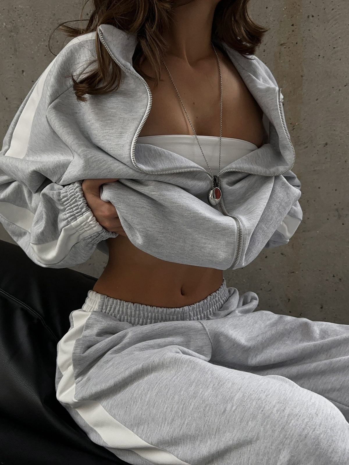 Women's Colorblock Zip Hoodie Jogger Pants Matching Set