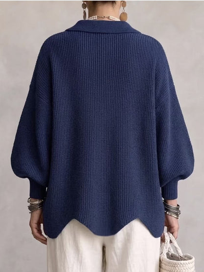 Womens Oversized Collared Cardigan Chunky Knit Button Front