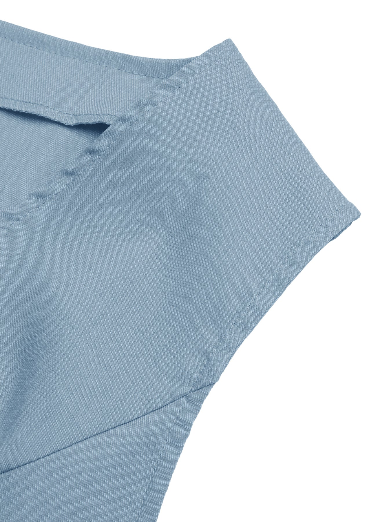 Blue Linen Look V Neck Vest & Shorts Set Summer Workwear