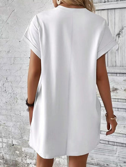 Women’s Relaxed Fit Cotton Pocket T-Shirt Dress Summer