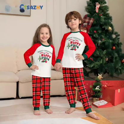 Christmas Gift Plaid Letter Parent-child Package Printed Christmas Pajamas