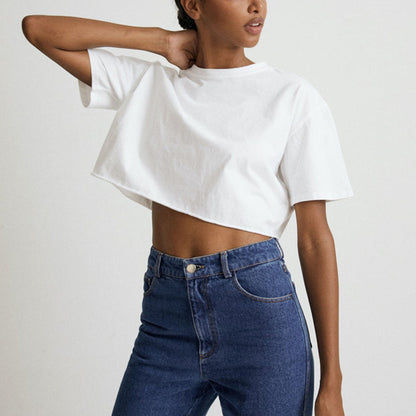 Summer Crop Cotton Tee Women’s Short Sleeve Street Style
