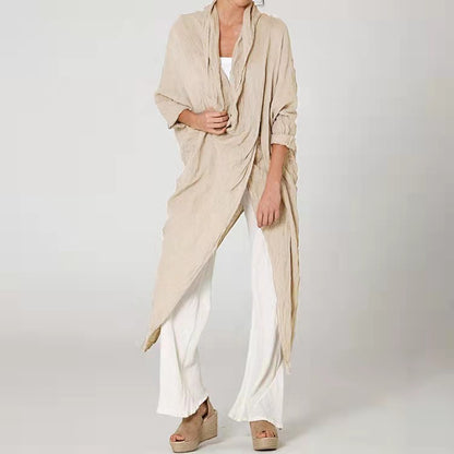 Women's 100% Cotton Crinkle Oversized Duster Shirt