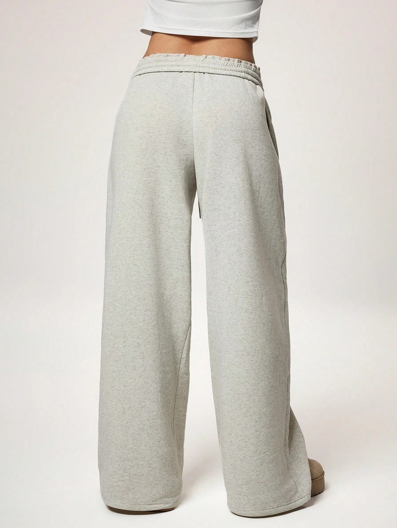 Women Fleece Wide Leg Sweatpants Drawstring Lounge Pants