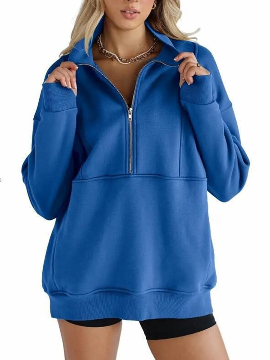 Women Oversized Fleece Half Zip Pullover Sweatshirt