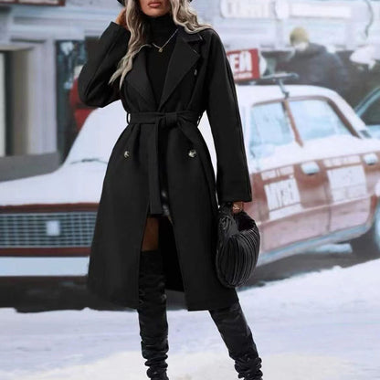 Women's Oversized Long Belted Double Breasted Winter Coat