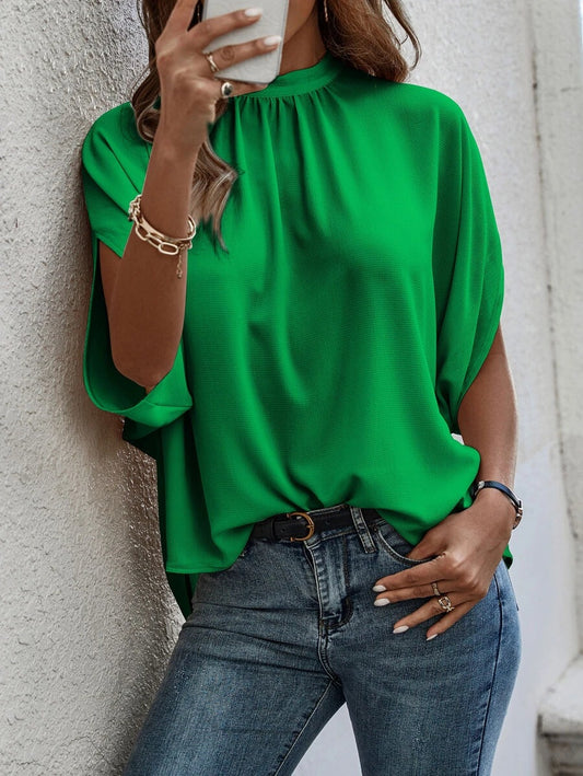 Fashion Abstract Print Dolman Sleeve Tunic Shirt