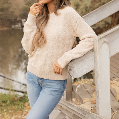 Women's Cozy Oversized Crew Neck Knit Sweater