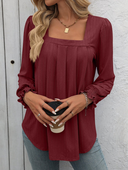 Square Neck Long Sleeve T-Shirt for Women