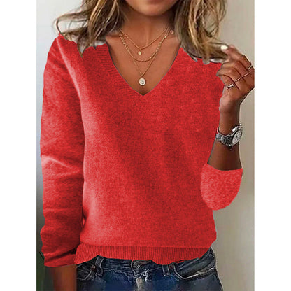 Women's Oversized V-Neck Pullover Sweater