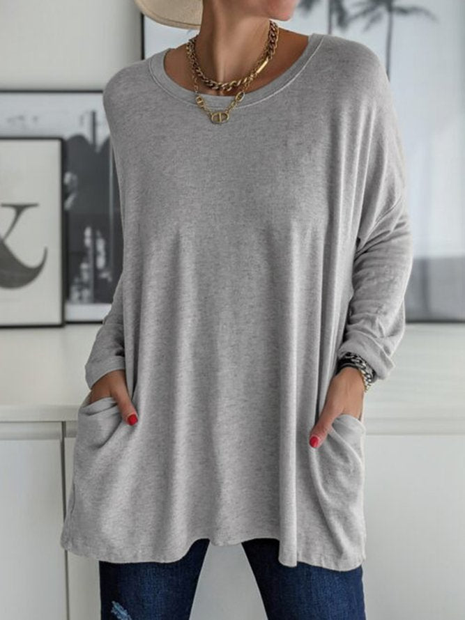 Women's Oversized Long Sleeve Pocket Tunic Top