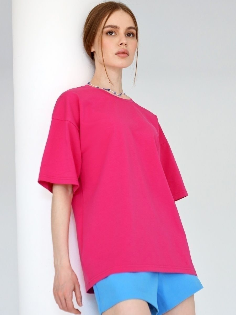 Solid Cotton T Shirt Loose Fit Crewneck Casual Top