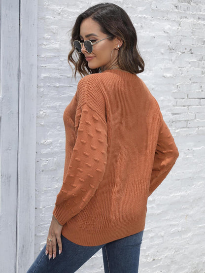 Women's Sweater Long-sleeved Bottoming Shirt Solid Color Casual Sweater