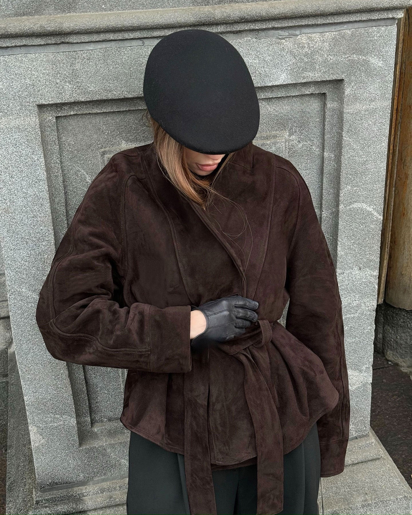 Women's Vintage Faux Suede Belted Jacket